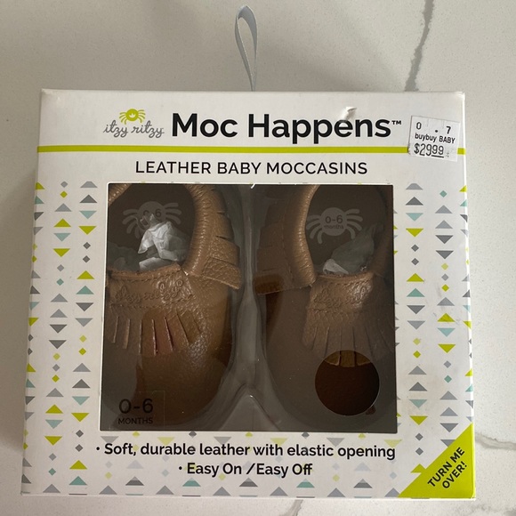Itzy Ritzy Leather Baby Moccasins - Picture 4 of 5